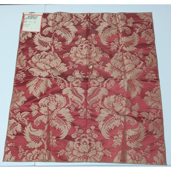 Vintage Brunschwig & Fils Moulins Damask Rouge Ivoire Remnant Fabric 27 x 24 in - Picture 1 of 4